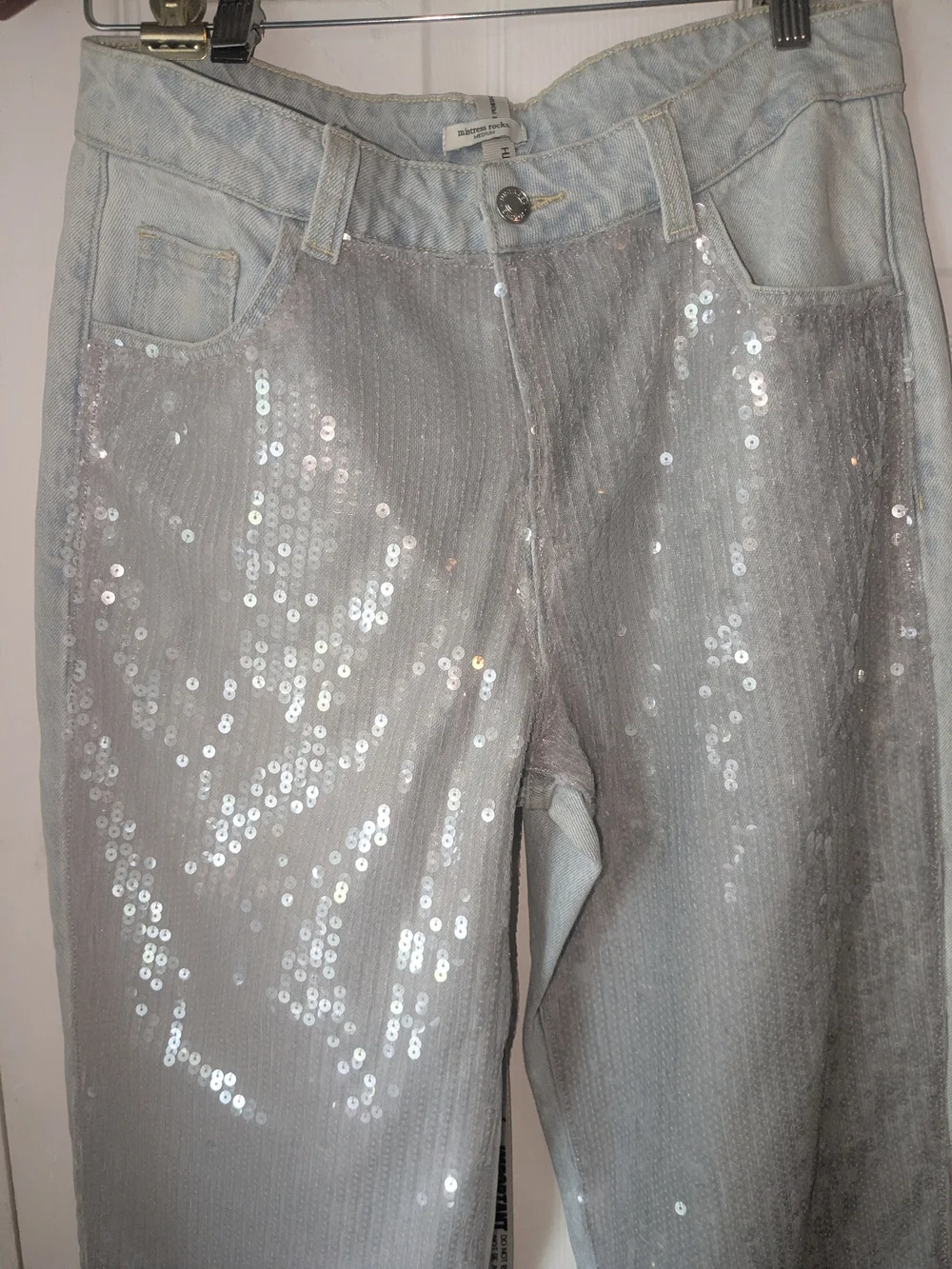 Sequin Light Blue Boyfriend Jeans - Picture 7 of 9
